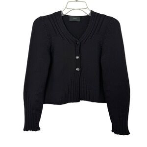 Zanone Cropped Black Wool Cropped Sweater Black Sweater Cardigan Size 42 (S)